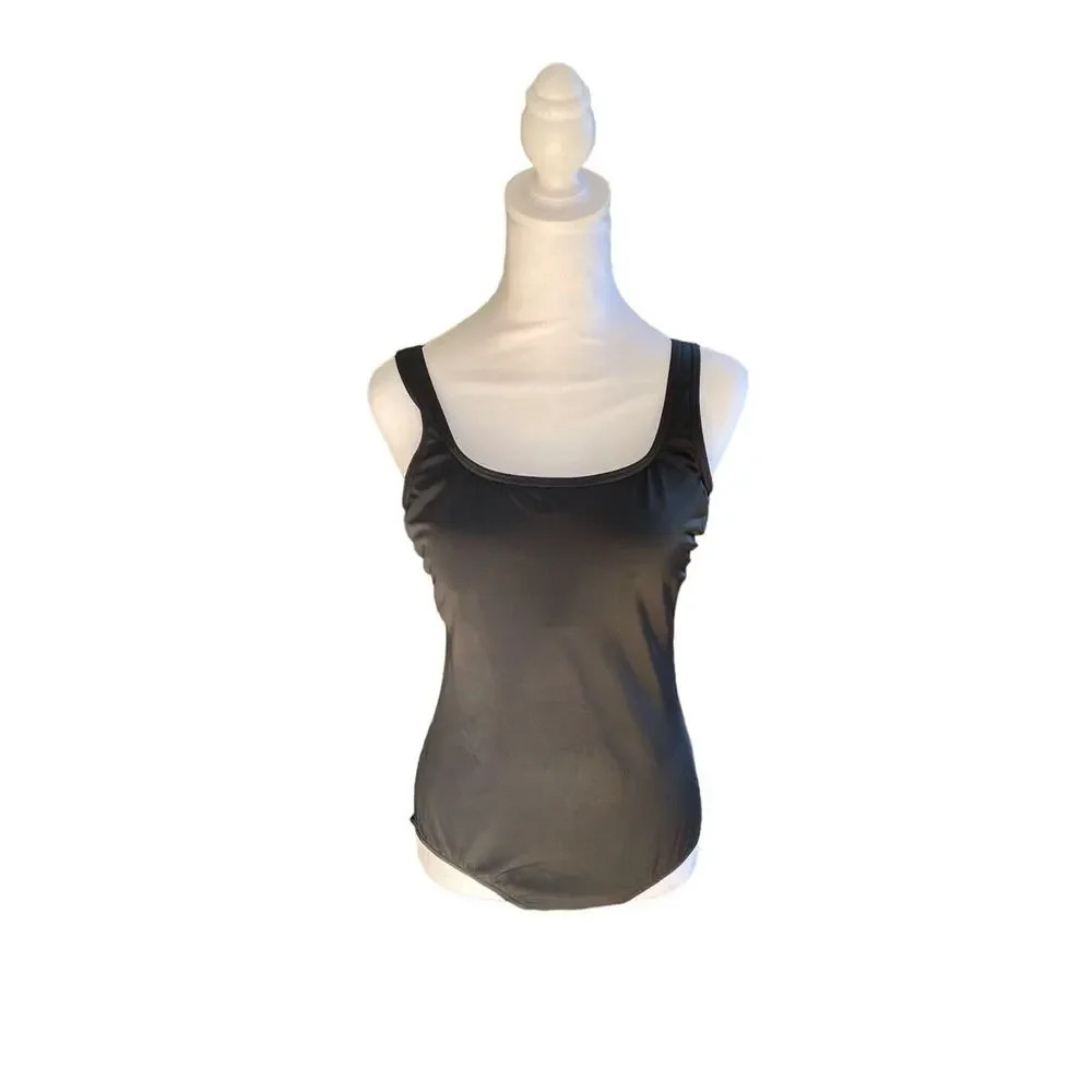 Lands' End Women's Simple Black‎ One Piece Swimsuit Plain Slimming Size 12